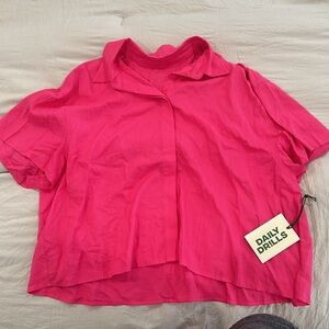 Daily Drills Linen Resort Top - Hot Pink
